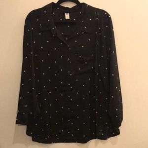 Old Navy Black Button Down Shirt with Star Details